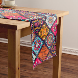 colorful boho style long table runner