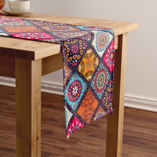 colorful boho style long table runner