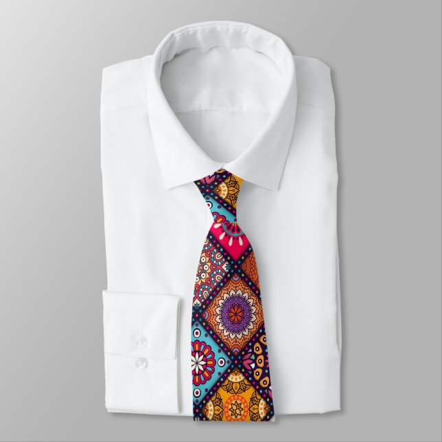 colorful boho style neck tie (Tied)