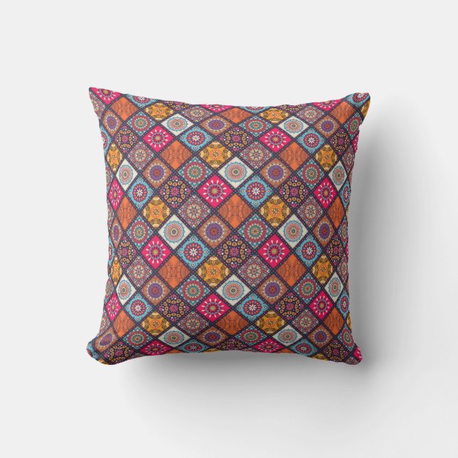 colorful boho style outdoor pillow (Front)