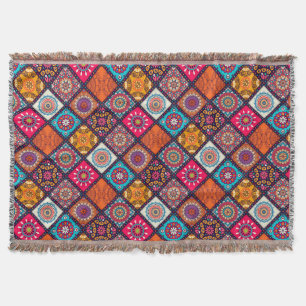 colorful boho style throw blanket