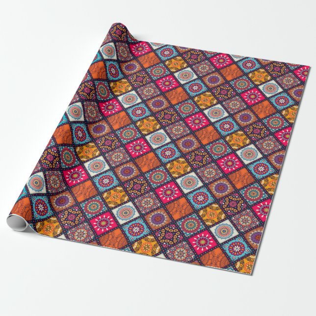 colorful boho style wrapping paper (Unrolled)