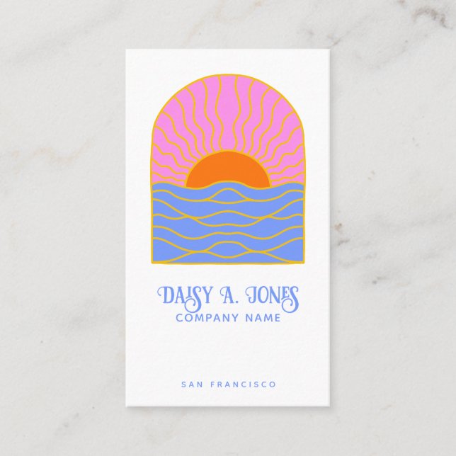 Colorful Boho Sunrise Business Card (Front)