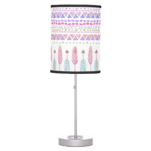 Colorful Boho Tribal Aztec Feather Arrows Pattern Table Lamp