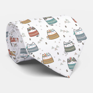 Colorful Boho Tribal Funny Cat Neck Tie
