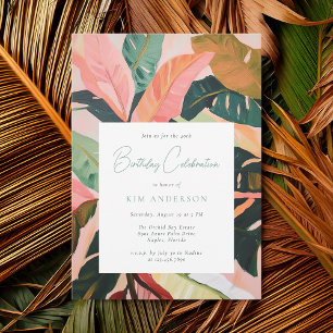 Colorful Boho Tropical Palm Birthday Party Invitation