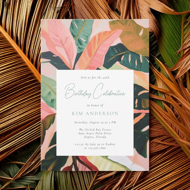 Colorful Boho Tropical Palm Birthday Party Invitation (Creator Uploaded)