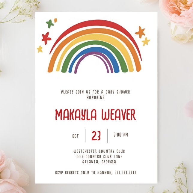 colorful Boho Watercolor Rainbow Boy Baby Shower Invitation (Creator Uploaded)