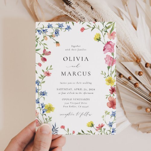 Colorful Boho Wildflower Fairytale Elegant Wedding Invitation