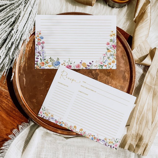 Colorful Boho Wildflower Garden Bridal Recipe Card (Creator Uploaded)