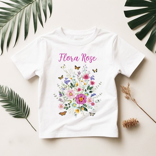 Colorful Boho Wildflower Meadow Girl Birthday Baby T_Shirt