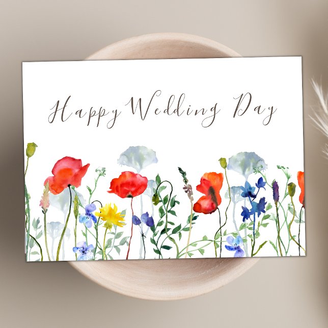 Colorful Boho Wildflower Theme Happy Wedding Day Card (Creator Uploaded)