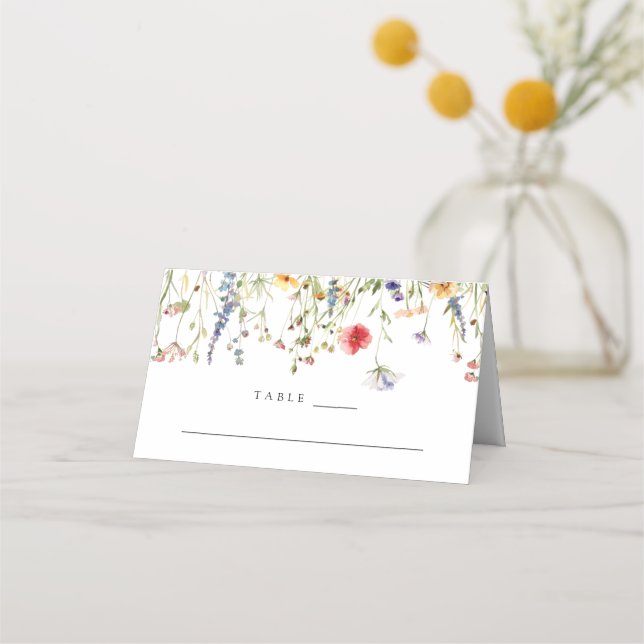 Colorful Boho Wildflower Wedding Place Card (Front)