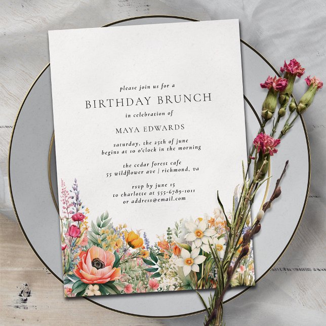 Colorful Boho Wildflowers | Garden Birthday Brunch Invitation (Creator Uploaded)