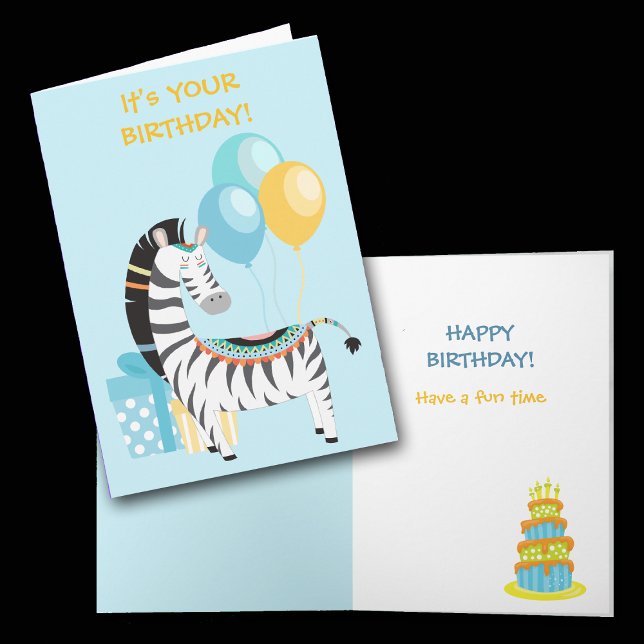Colorful Boho Zebra Kids Birthday Card (Creator Uploaded)