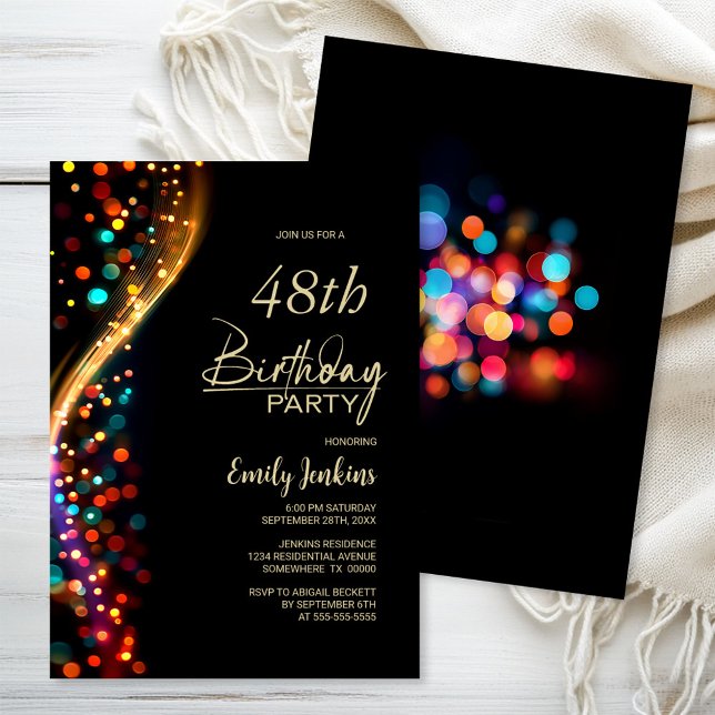 Colorful Bokeh Any Age Birthday Party Invitation (Creator Uploaded)