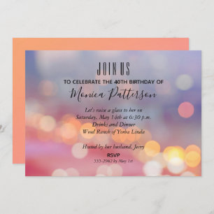 Colorful Bokeh Birthday Party Invitations