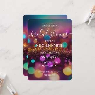 Colorful Bokeh Bridal Shower Invitation