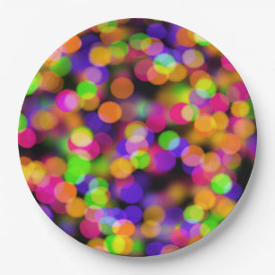 Colorful Bokeh Bubbles Paper Plates