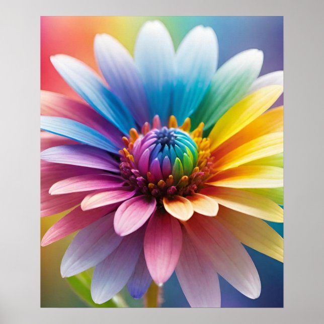 Colorful Bokeh Flower Poster (Front)