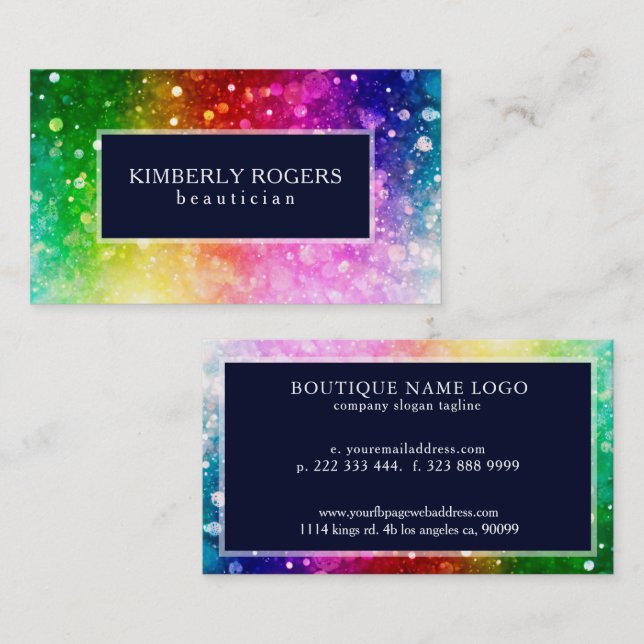 Colorful Bokeh Glitter And Sparkles Business Card (Front/Back)