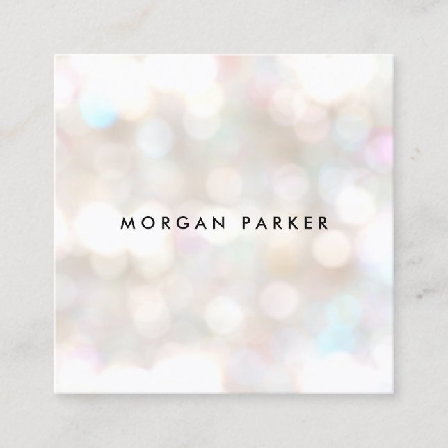 Colorful Bokeh Glitter Square Square Business Card (Front)