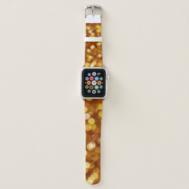Colorful bokeh lights, Christmas background. Apple Watch Band (Front)