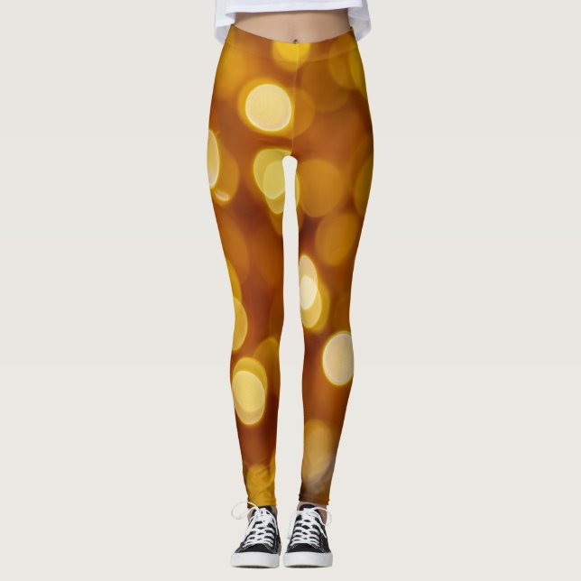 Colorful bokeh lights, Christmas background. Leggings (Front)