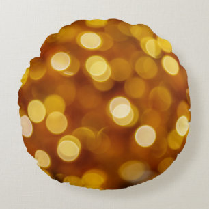 Colorful bokeh lights, Christmas background. Round Pillow