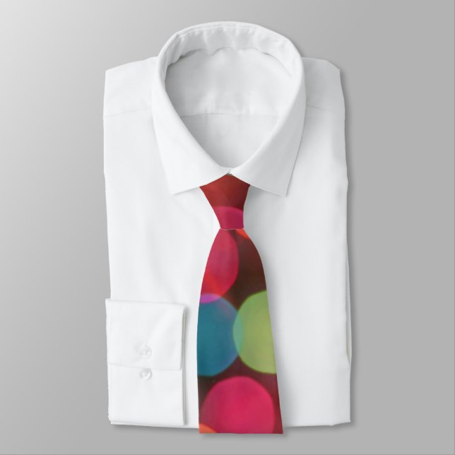 Colorful Bokeh Lights Christmasy Tie (Tied)