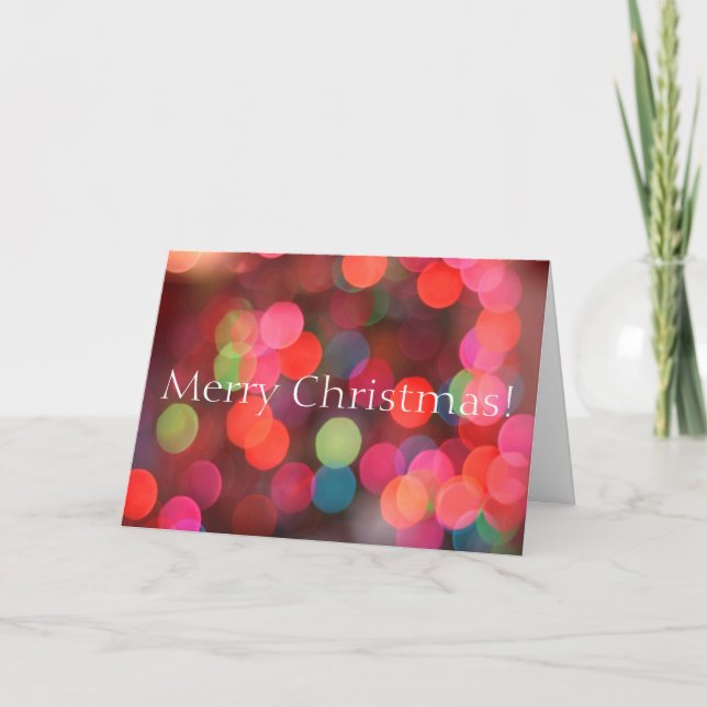 Colorful Bokeh Lights Merry Christmas Holiday Card (Front)
