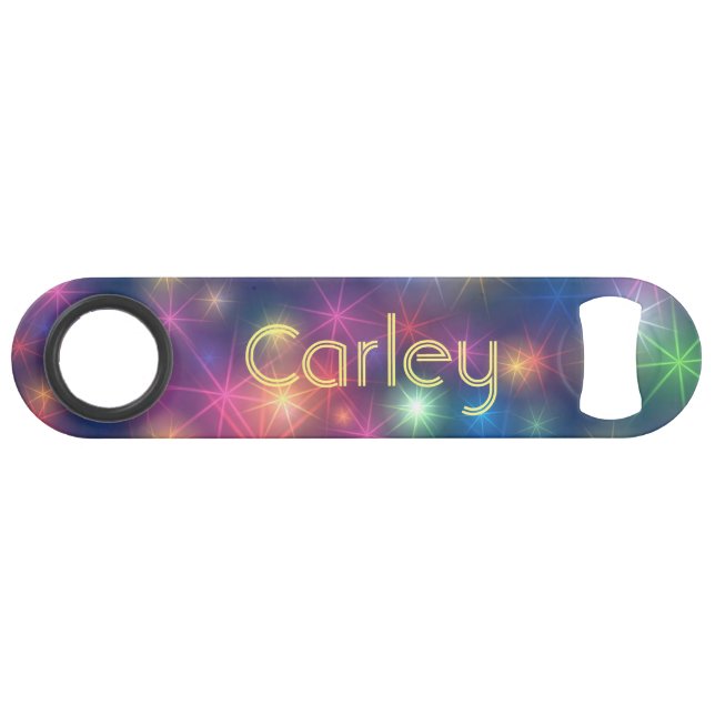 Colorful Bokeh Sparkles Personalised Bar Key (Front (Horizontal))