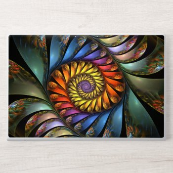 Colorful Bold Abstract Floral Spiral Hp Laptop Skin by skellorg at Zazzle
