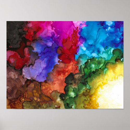 Colorful Bold and vivid alcohol ink paintin Print