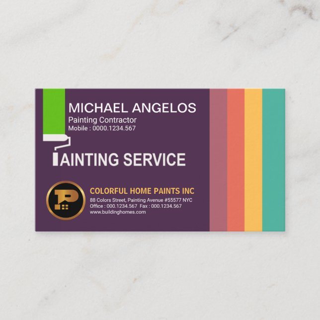 Colorful Bold Bright Colors Stylish Painting Business Card (Front)