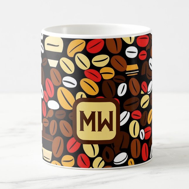 Colorful, bold coffee beans with large monogram mug (Creator Uploaded)