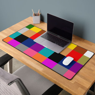Colorful Bold Color Blocks Pattern Design Desk Mat