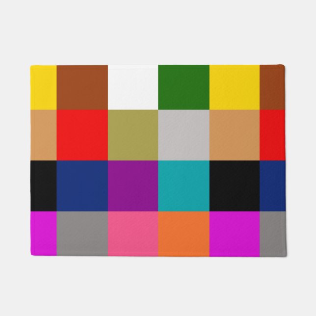 Colorful Bold Color Blocks Pattern Design  Doormat (Front)