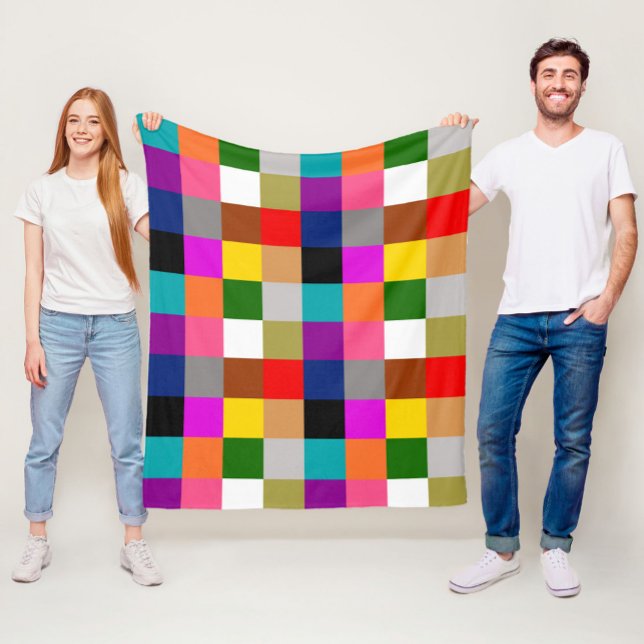 Colorful Bold Color Blocks Pattern Design  Fleece Blanket (Creator Uploaded)