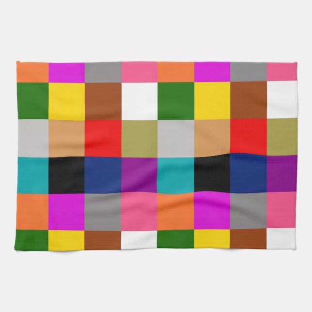 Colorful Bold Color Blocks Pattern Design  Kitchen Towel (Horizontal)