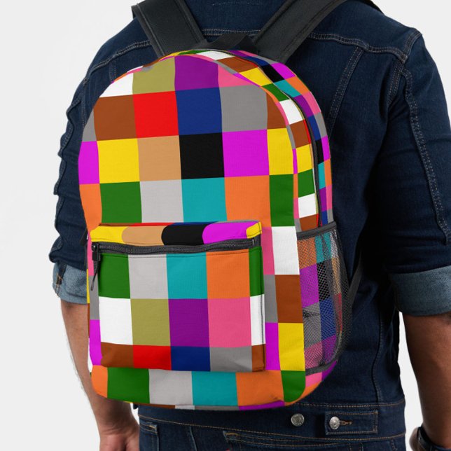 Colorful Bold Color Blocks Pattern Design  Printed Backpack (Creator Uploaded)