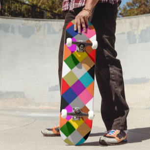 Colorful Bold Color Blocks Pattern Design Skateboard
