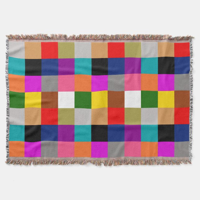 Colorful Bold Color Blocks Pattern Design  Throw Blanket (Front)