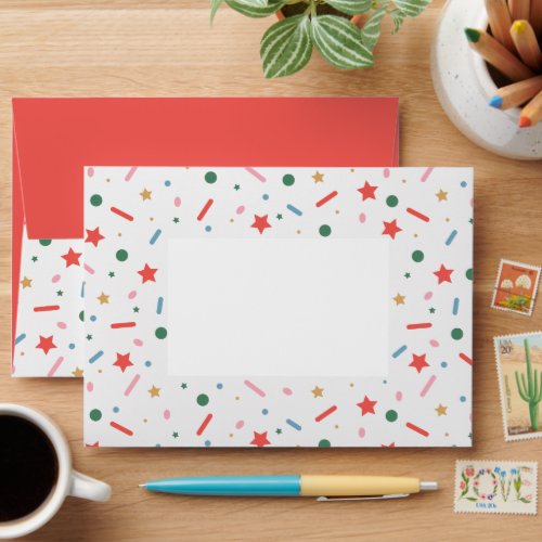 Colorful Bold Confetti Merry Christmas Envelope