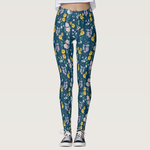 Colorful Bold Floral Gym Yoga Leggings