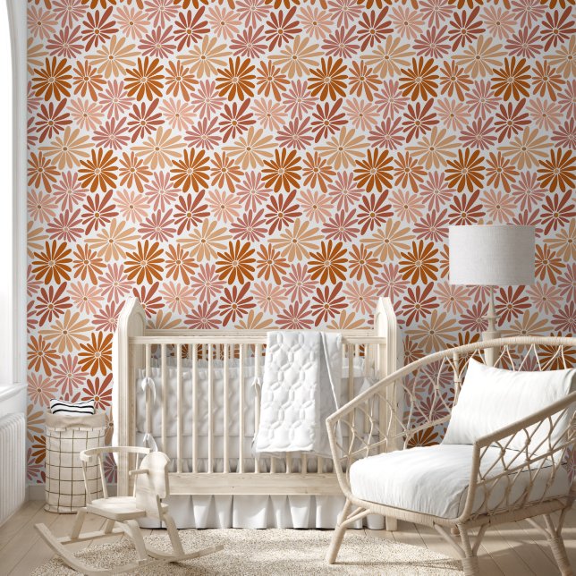 Colorful Bold Floral Retro Pattern  Wallpaper (Kids)