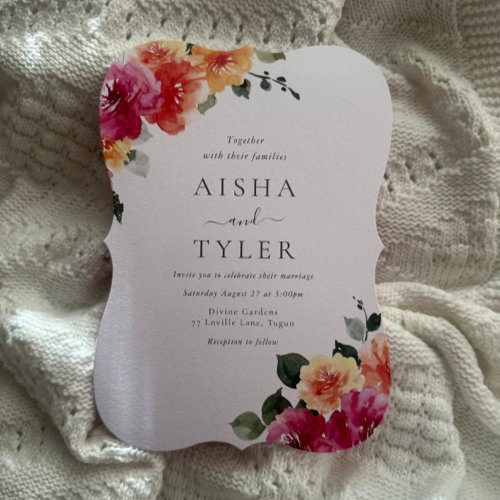 Colorful Bold Floral Watercolor Wedding Invitation