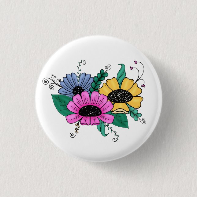 Colorful, Bold Florals Button (Front)