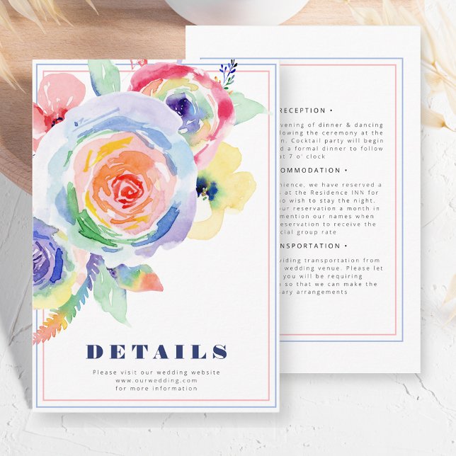 Colorful Bold Flower LGBTQ Wedding Details Enclosure Card (Creator Uploaded)