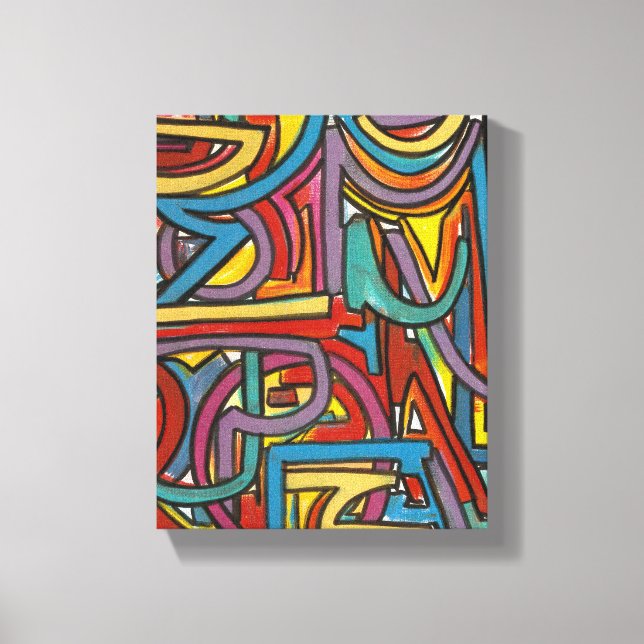 Colorful Bold Geometric Abstract Modern Art Canvas Print (Front)